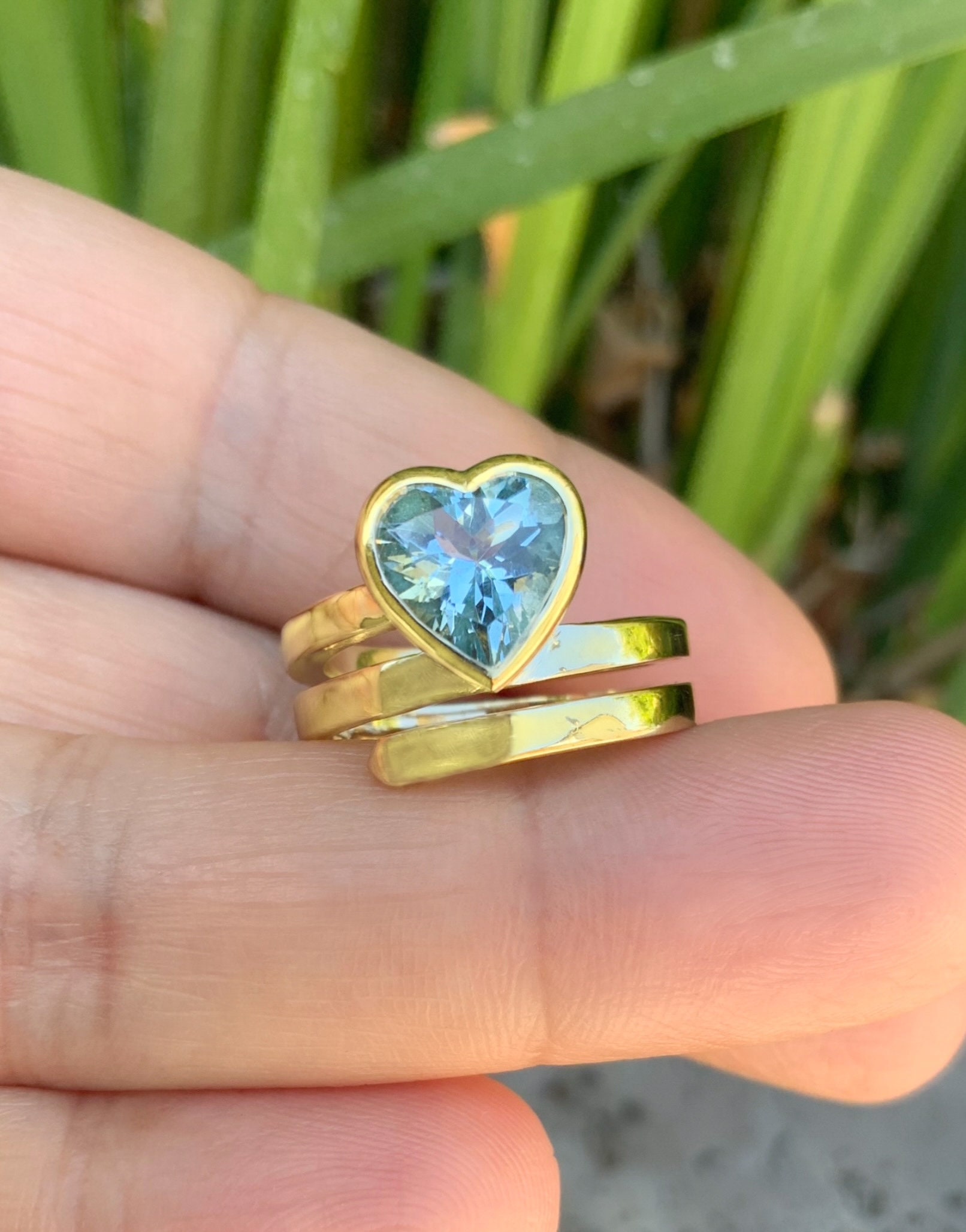 Aquamarine heart ring best sale