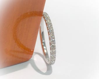 Lab Grown Diamond 3/4 Eternity Women&#39;s Ring/ 2mm U Pave Lab Diamond Wedding Band/ Diamond Anniversary Guard Stack Ring/ 14K, 18K or Platinum
