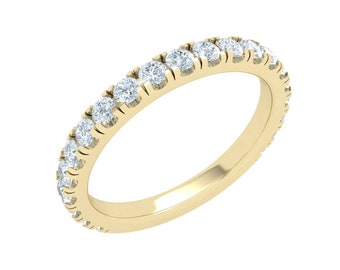 3/4 Eternity Lab Grown Diamond Women's Pave Ring/ 2.3 MM Diamond Wedding Anniversary Band/ 14K 18K or Platinum/ with Appraisal Certificate