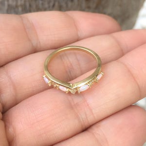 Opal Diamond Shadow Band Ring/ Curve Contour Tracer 2.5 MM Ring/ Eternity Solitaire Enhancer Wrap Guard Band/ Diamond Opal Crown Ring 2.5 MM image 9