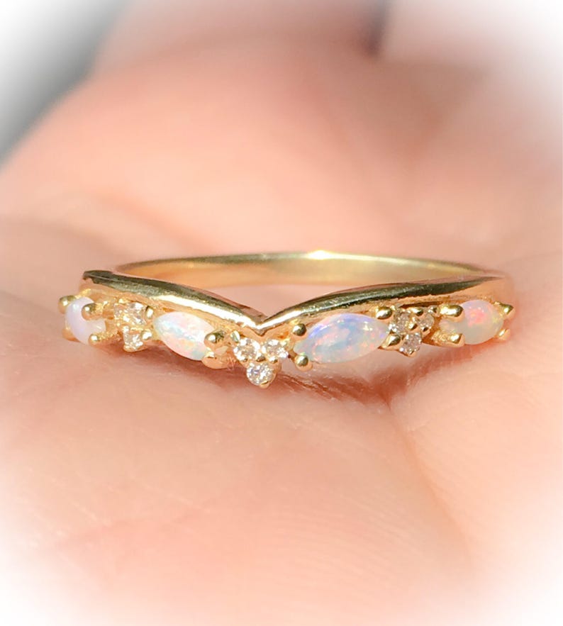 Opal Diamond Shadow Band Ring/ Curve Contour Tracer 2.5 MM Ring/ Eternity Solitaire Enhancer Wrap Guard Band/ Diamond Opal Crown Ring 2.5 MM image 1