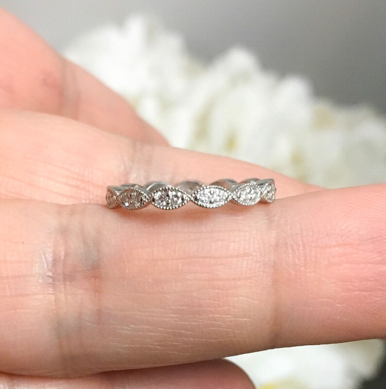 Marquise Diamond Wedding Band Marquise Stacking Ring Unique Etsy
