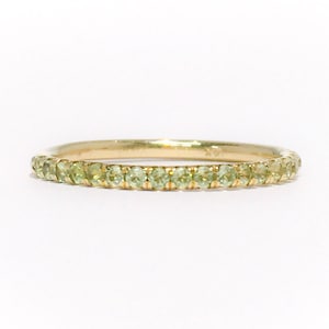 Peridot Pave Band/ 1.8mm Peridot Full Eternity Ring/ Peridot Infinity Guard Ring/ August Birthstone Stacking Ring/ Push Present Mothers Ring