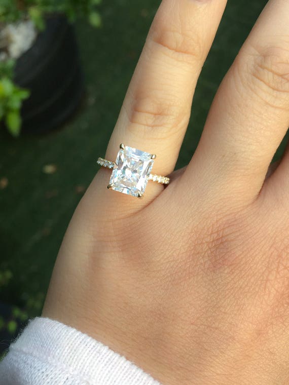 Radiant Cut Moissanite Engagement Ring 2.7ct Moissanite Etsy