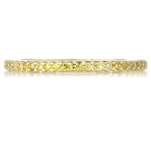 Yellow Sapphire Eternity Band 1.5mm Yellow Sapphire Pave Half Eternity Ring Wedding Anniversary Gaurd Band Yellow Sapphire September Stack