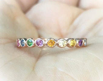 アクセサリー MHT Rainbow Multicolored Ring #12 Mintolex Pride Ring Titanium Steel Eternity LGBT Rainbow