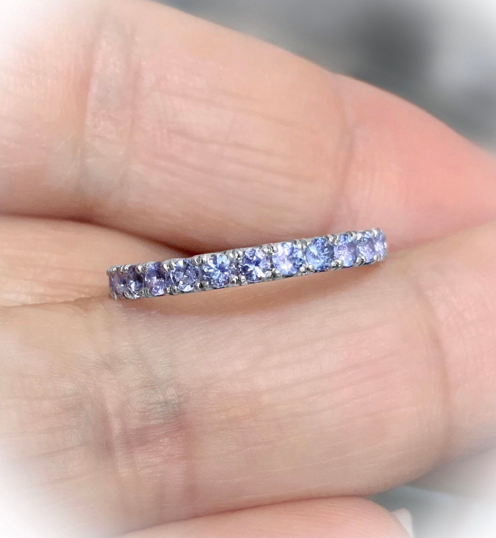 Tanzanite Full Eternity Band 2.3mm Blue Lavender Tanzanite Pave Ring Tanzanite Full Eternity Band 2.3mm Blue Lavender Tanzanite Pave Ring