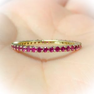 Ruby Full Eternity Band Ruby Infinity Ring 1.7mm Prong Set Ruby Band Wedding Anniversary Natural Ruby July Birthstone Stack Guard Ring Band