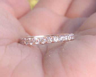 1 Carat Diamond Full Eternity 2.3mm Pave Ring/ Natural Diamond Wedding Band/ One Carat Diamond Infinity Guard Stack Ring / 14K 18K Platinum