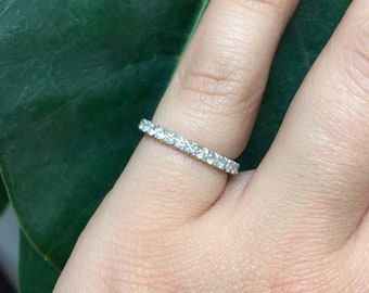 Lab Grown Diamond Pave Infinity Ring/ 2.3mm Full Eternity apx 1ct Diamond Wedding Band/ Lab Grown Diamond Stacking Ring 10K 14K 18K Platinum