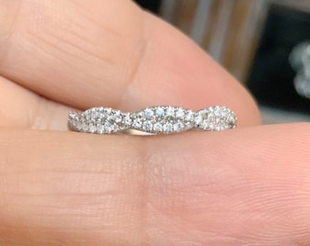 Lab Grown Diamond Women's Half Eternity Twist Ring/ 2.8 MM Twistband Pave Infinity/ Twisted Diamond Wedding Band Stacking/ 14K 18K Platinum