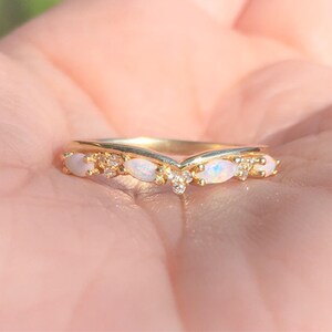 Opal Diamond Shadow Band Ring/ Curve Contour Tracer 2.5 MM Ring/ Eternity Solitaire Enhancer Wrap Guard Band/ Diamond Opal Crown Ring 2.5 MM image 2