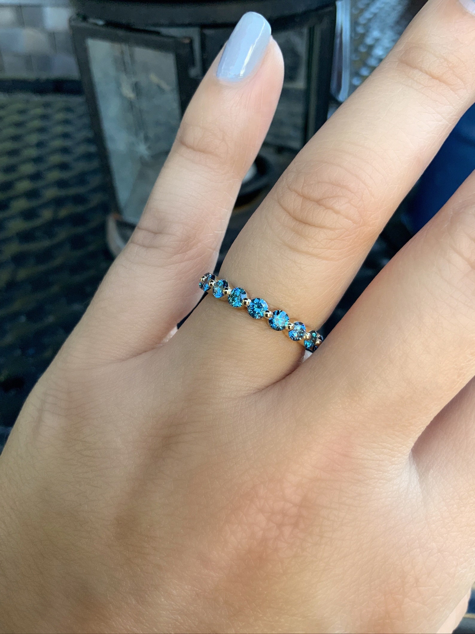 Blue Diamond Floating Bubble Ring/ Fancy Vivid Blue Lab Grown Etsy