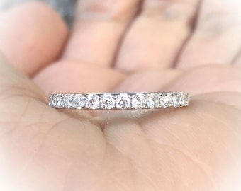 Diamond Full Eternity Pave 2mm Ring/ Natural Diamond Wedding Band/ Diamond Guard Band/ Diamond Pave Stacking Ring/ Diamond Anniversary Band