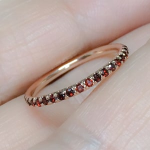 Garnet Full Eternity Band 1.5mm Garnet Pave Infinity Ring Natural Garnet 2nd and 6th Wedding Anniversary Dainty January Birthstone Stacking