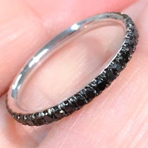 Black Diamond Pave Full Eternity Ring 2mm/ Black Diamond Women&#39;s Wedding Band/ Black Diamond Anniversary Stack Ring/ 14K 18K Gold Platinum