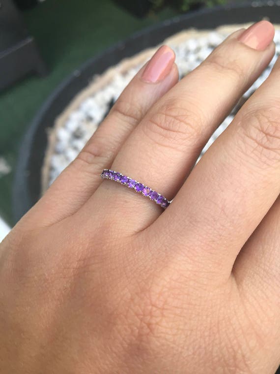 Amethyst Ring Pave Full Eternity Amethyst Wedding Anniversary