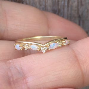 Opal Diamond Shadow Band Ring/ Curve Contour Tracer 2.5 MM Ring/ Eternity Solitaire Enhancer Wrap Guard Band/ Diamond Opal Crown Ring 2.5 MM image 3