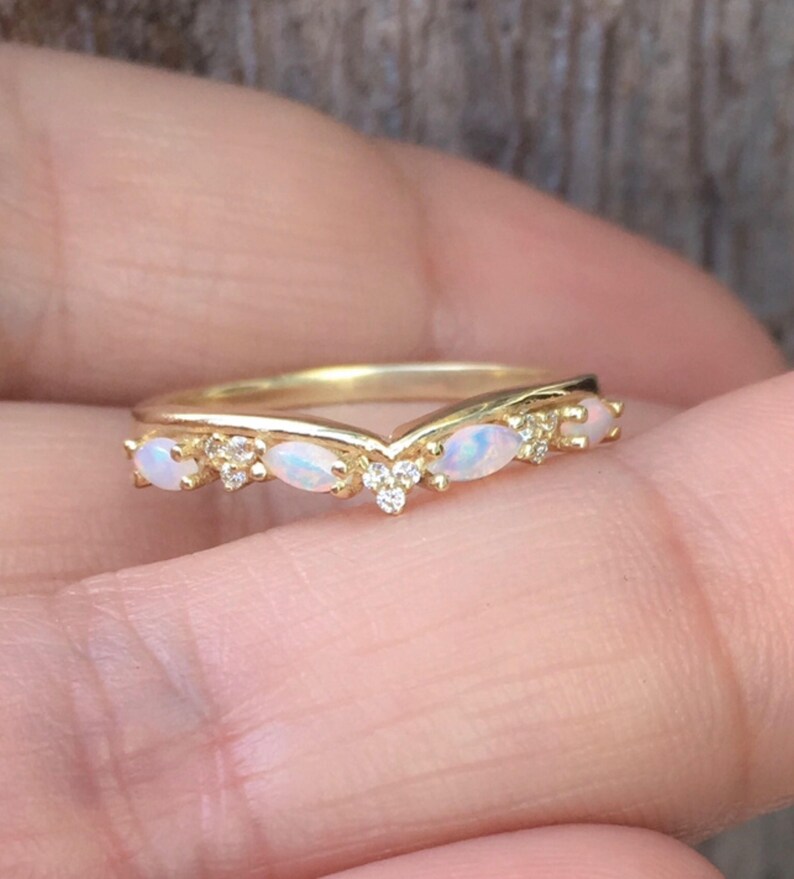 Opal Diamond Shadow Band Ring/ Curve Contour Tracer 2.5 MM Ring/ Eternity Solitaire Enhancer Wrap Guard Band/ Diamond Opal Crown Ring 2.5 MM image 3