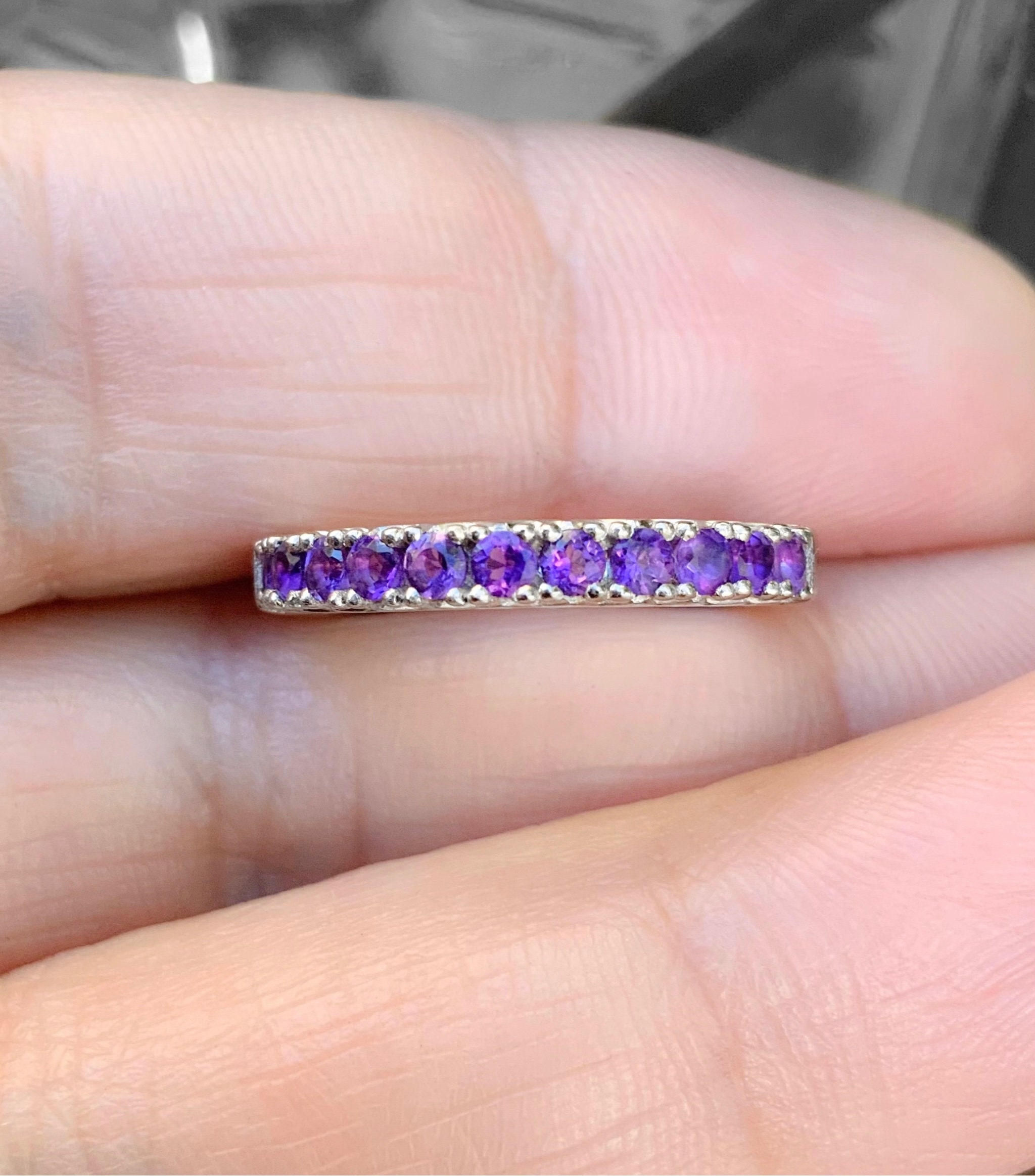 Amethyst shop pave ring