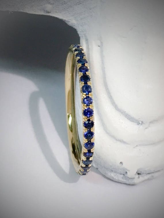 Blue Sapphire Full Eternity Band 1.5mm Delicate Sapphire | Etsy
