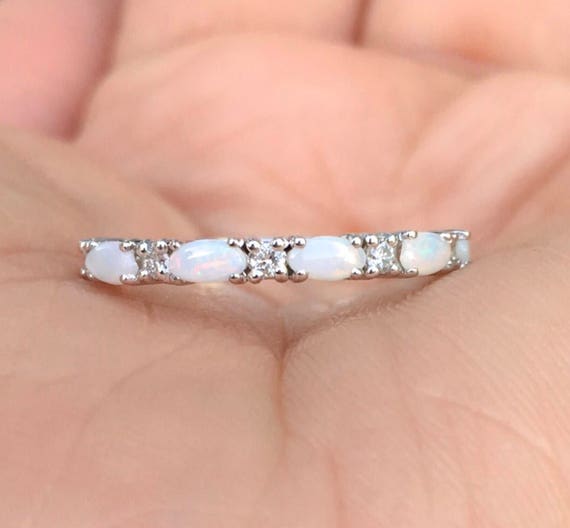 Opal and diamond wedding band best sale