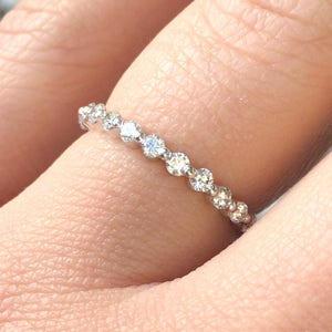 2.3mm Shared Prong Floating Diamond Womens Bubble Ring/ Half Eternity Lab Grown Diamond Wedding Band/ Infinity Ring/ 10K 14K 18K or Platinum