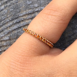 Citrine Infinity Ring/ Pave Full Eternity Wedding Band/ 1.8mm Citrine Pave Guard Ring/ November Birthday Stack Ring/ 13th Anniversary Gift