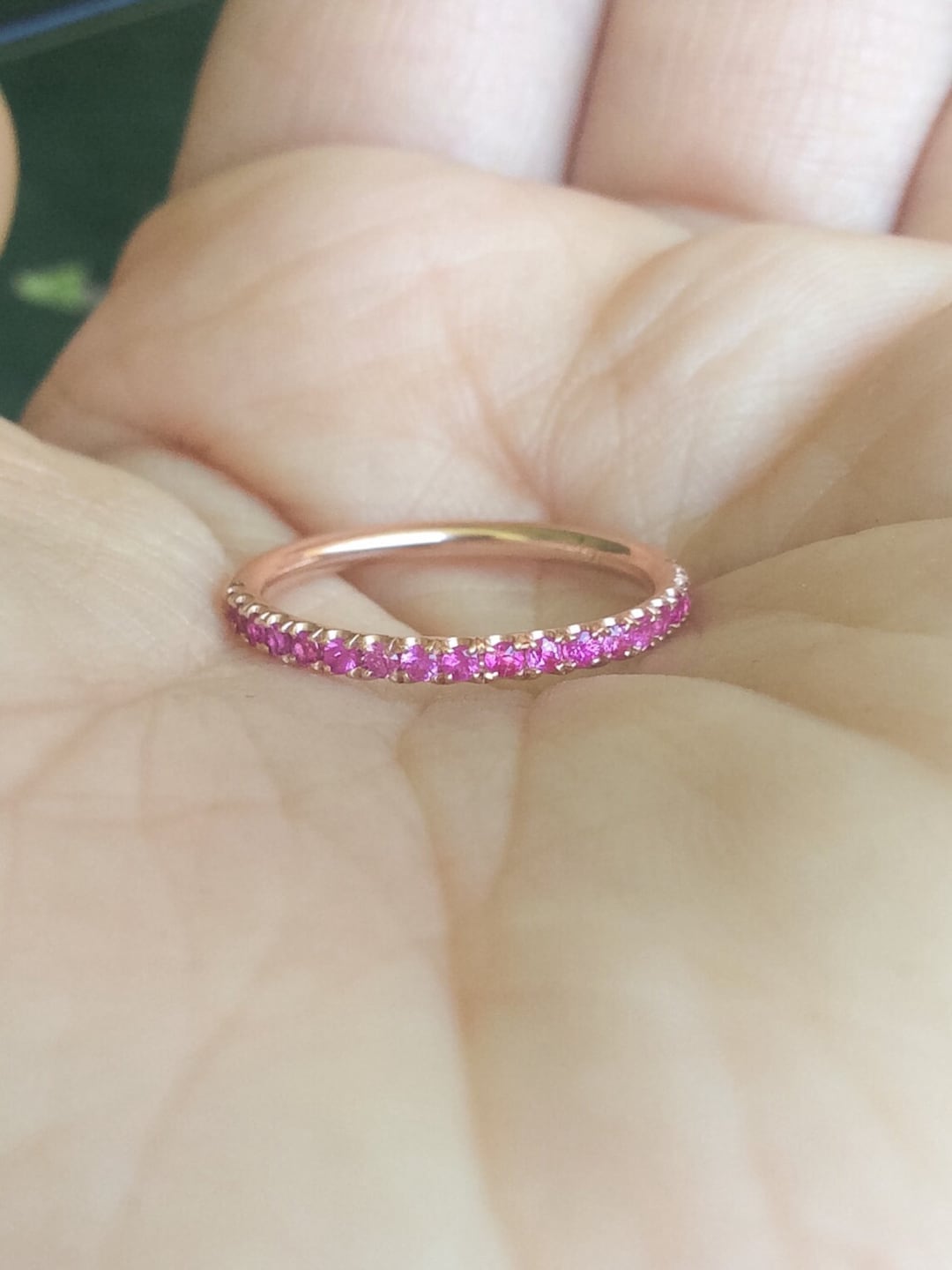 V3 Jewelry Sterling Silver Natural Pink Sapphire Eternity Band Ring
