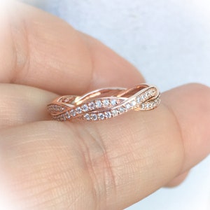 0.5 Carat Twisted Natural Diamond Full Eternity 3.6 MM Ring/ Intertwined Diamond Wedding Band/ Unique Twisted Infinity Diamond Stacking Band