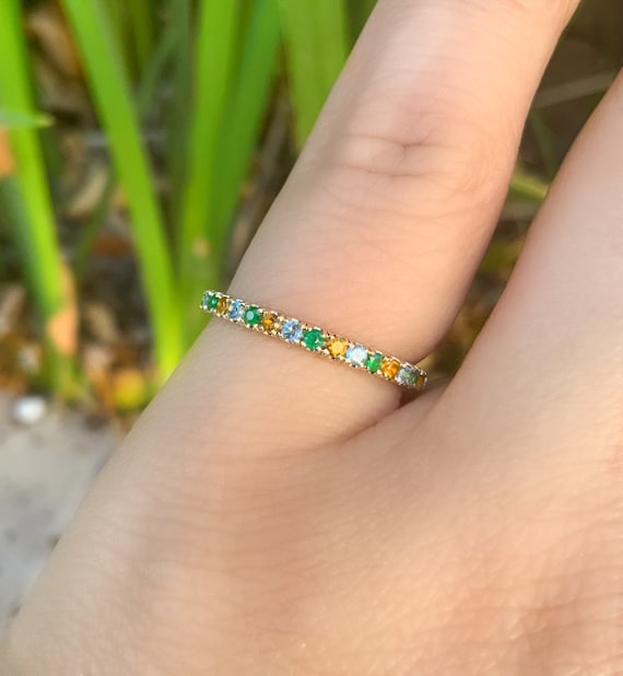 エメラルド ブルー トパーズ シトリン ハーフ エタニティ