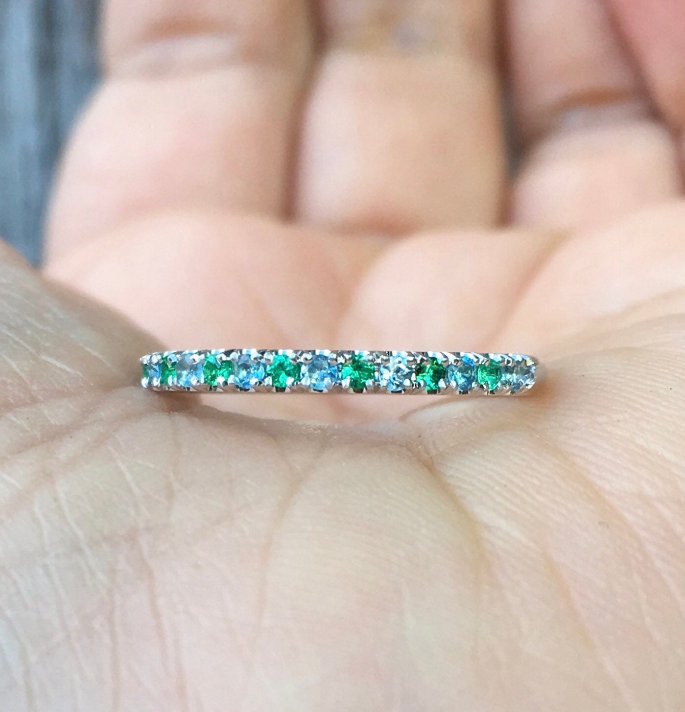 Estate 16ct Emerald Cut Aquamarine & Diamond Platinum Ring