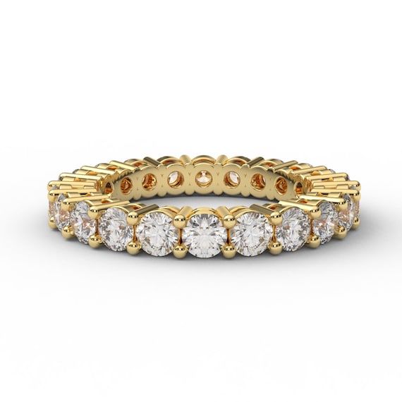 Natural Diamond Full Eternity Prong Set Ring/ 3mm Ring with Diamonds/ 2 Carat+ Diamond Wedding Anniversary Band Stack (Appraisal Included)