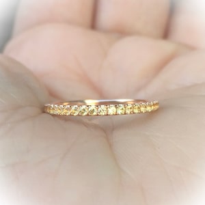 Yellow Sapphire Band Full Eternity Pave Sapphire Band Yellow Sapphire Wedding Ring Anniversary 1.7mm Yellow Sapphire Infinity September Band