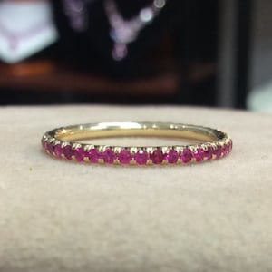 Ruby Pave Eternity Band Ruby Full Eternity 1.7mm Ruby Anniversary Wedding Band Natural Ruby Infinity Gaurd Ring July Birthstone Stack Ring