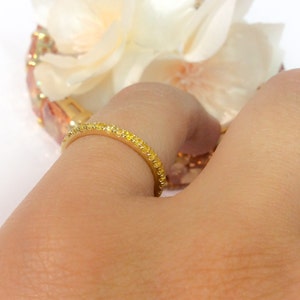 Citrine Eternity Ring/ 2mm Pave Half Eternity Ring/ Citrine Wedding Band/ November Stack Ring/ Yellow Guard Band/ 13th Anniversary Pave Ring image 4