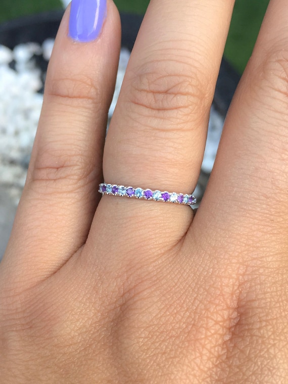 Amethyst and aquamarine eternity best sale ring