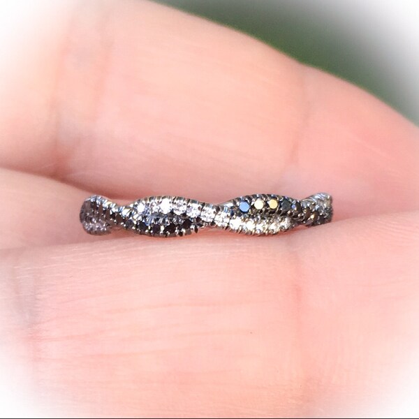 0.81 CTW Nature Inspired Blue Sapphire & Diamond Twisted Vine Engagement Ring in 18K White Gold