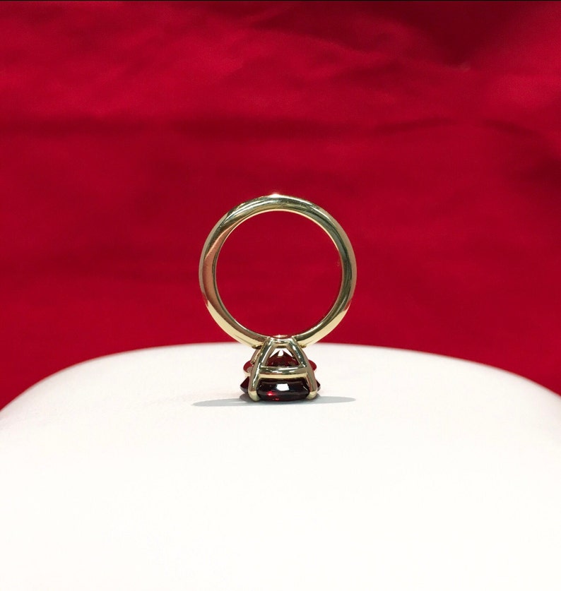 Garnet Single Stone Ring Large Garnet Solitaire 14K Garnet Engagement Ring 14K Red Natural Gemstone Proposal Ring January Birthstone 4 Carat