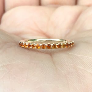 Citrine Infinity Band Ring/ Pave Half Eternity Ring/ 1.8 MM Citrine Wedding Band/ Citrine 13th Anniversary/ Eternity November Birth Stacking