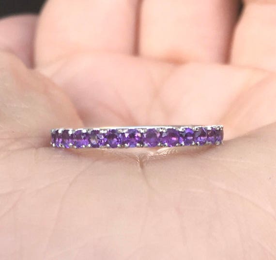 Amethyst Ring Pave Full Eternity Amethyst Wedding Anniversary