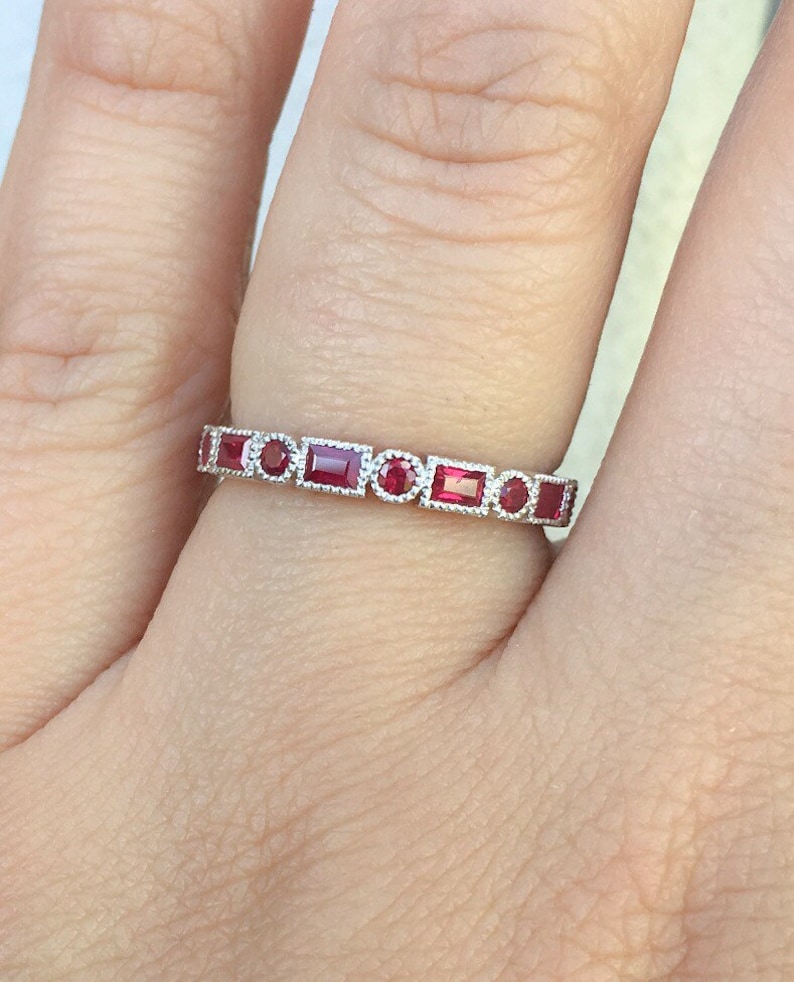ruby ring with baguettes