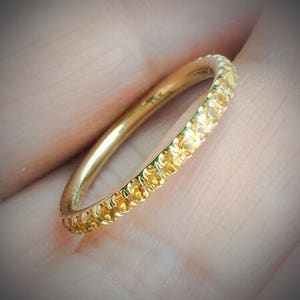 Natural Citrine Eternity Ring/ Pave Full Eternity Citrine Band/ 2mm Citrine Infinity Ring/ November Birthstone Stack / 13th Wed Anniversary