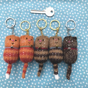 Cat Keyring The Original Fat Cat Hand Knitted Keyring, Keychain, Keyfob, Cat lover gift, Birthday gift, New Home gift, Mothers Day gift image 5