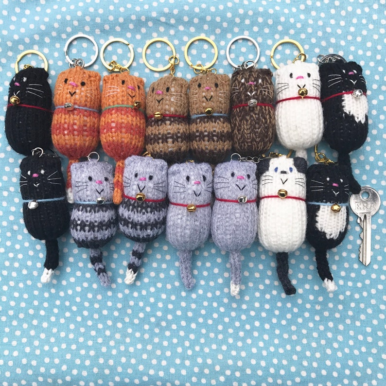 Cat Keyring The Original Fat Cat Hand Knitted Keyring, Keychain, Keyfob, Cat lover gift, Birthday gift, New Home gift, Mothers Day gift image 4