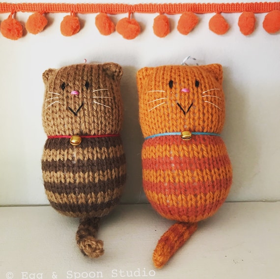 Fat Cat Hand Knitted Decoration Ornament Door Hanger Cat Lover Etsy