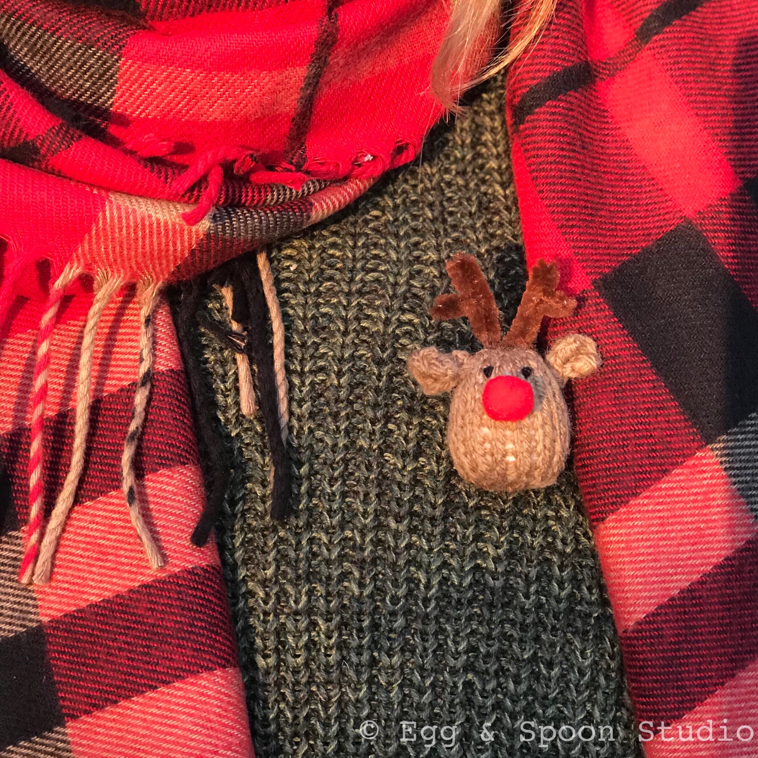 Red Nosed Reindeer Christmas Brooch Badge Pin | Etsy