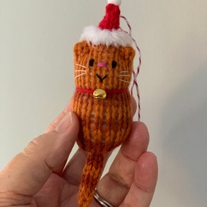 Cat Decoration The Original Christmas Fat Cat hand knitted Decoration, Ornament, Hanger, Cat Lover Gift, Christmas gift image 7