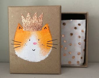 Hand Printed Fat Cat Gift Box