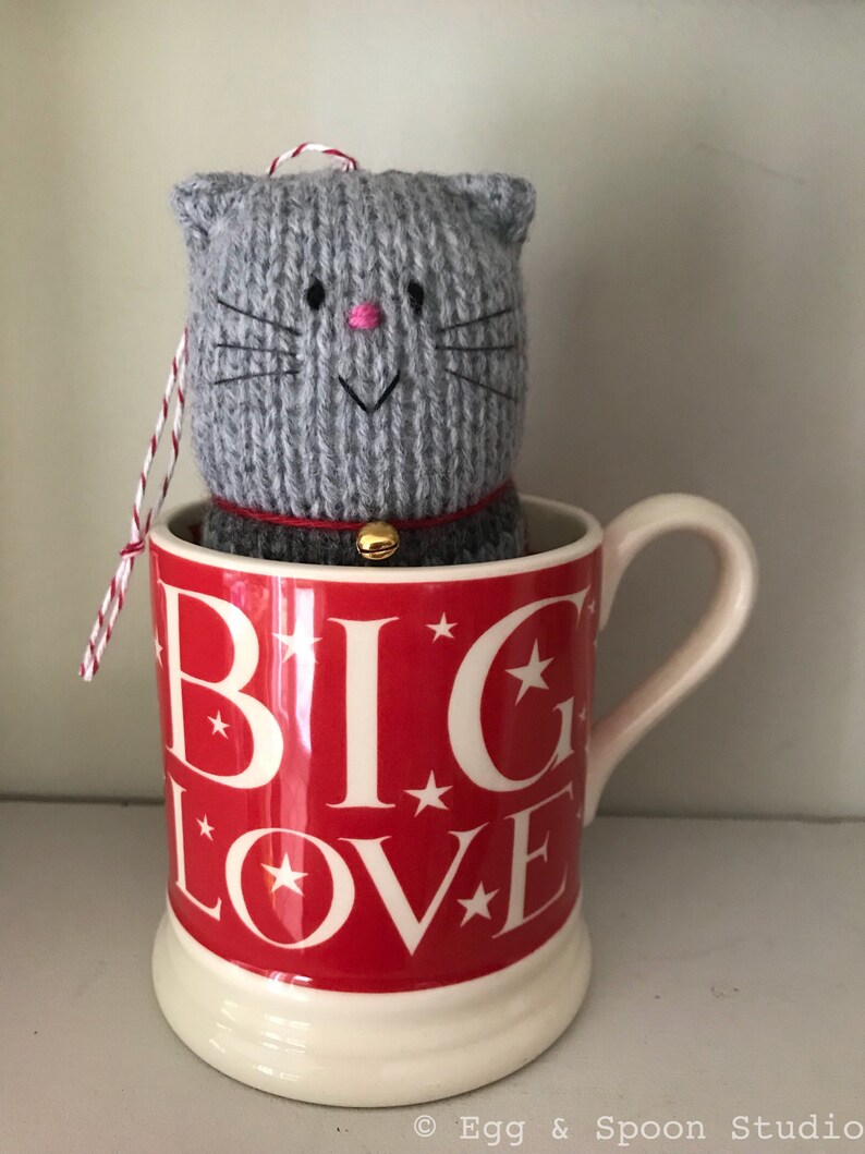 Cat Decoration the Original Fat Cat Hand Knitted Decoration Etsy